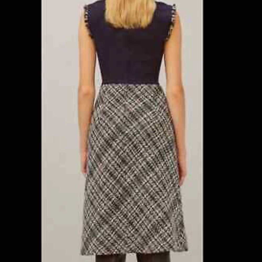 Tory burch autumn Tweed Sleeveless Pencil Dress Contrast Ponte Stretch Panels 4 - Picture 3 of 5